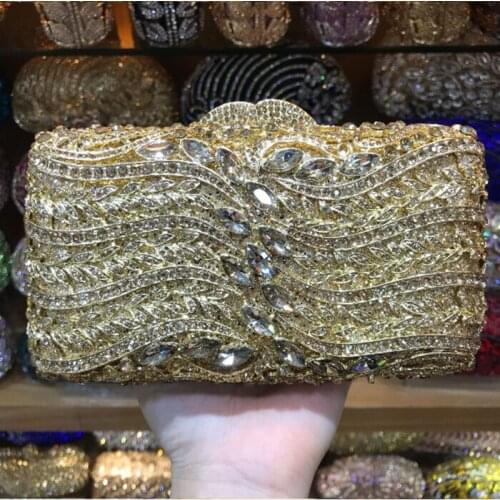 Blue Crystal Diamond Spider Net Hollow Out Women Evening Bag Wedding Party Cocktail Shoulder Handbags Metal Clutches Purses