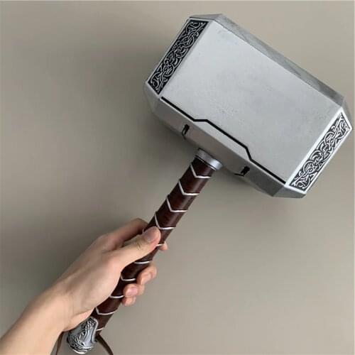 1:1 Thunder Hammer Weapons Figure Model Axe Storming Hammer Cosplay PU Material Kids Gift Safety Toy 44cm American Super Hero