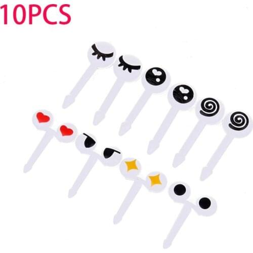 10 Pcs/Set Mini Eye Fruit Fork Cartoon Food Picks Children Snack Cake Dessert Food Fruit Forks Lunch Bento Accessories Party Dec