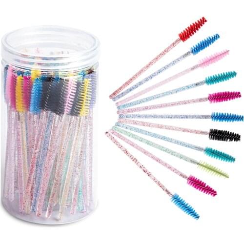 100PCS Disposable Eyelash Brush Mascara Wands Makeup Brushes Applicators for Eyelash Extensions Eyebrow Brush with Container