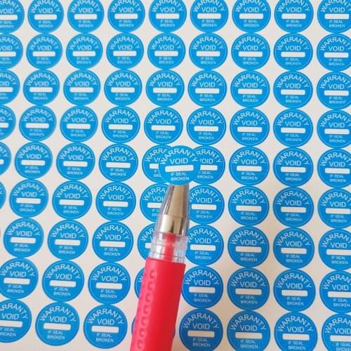 Free shipping wholesale 10mm eggshell fragile temper paper warranty sealing label sticker void if damaged Universal blue color