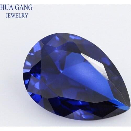 113# Size 2x3~13x18mm Pear Shape Stone Brilliant Cut Synthetic Spinel Blue Stone For Jewelry