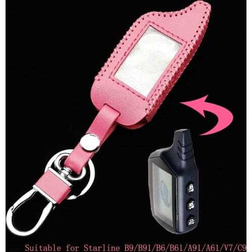 3 Buttons Leather Key Cover Case For Starline B9 B6 A91 A61 Twage Two Way Car Alarm System Keychain