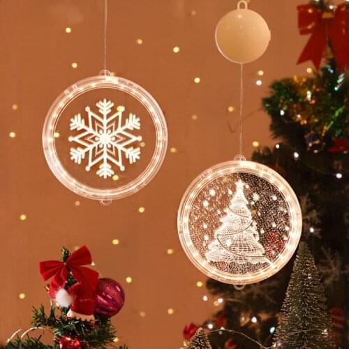 3D Disc Hanging Lights LED Christmas Lights Bells Snowflakes Battery Lights Room Decoration Lights Christmas Ornament Lamp