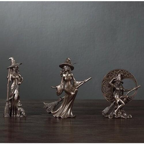 3x Resin Abstract Witch Figurines Wizard Desktop Sculpture Tabletop Statue