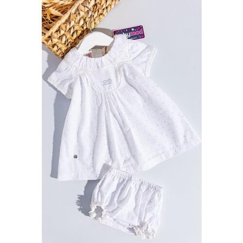 Babymod Natural Baby Dress Collar Detailed Baby Girl Dress