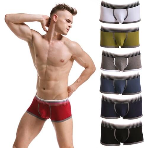 Breathable Mens Solid Comf Soft Sexy Pouch Underwear Boxer Trunk Absorbent Sweat Shorts Underpants Boxer Shorts Cueca