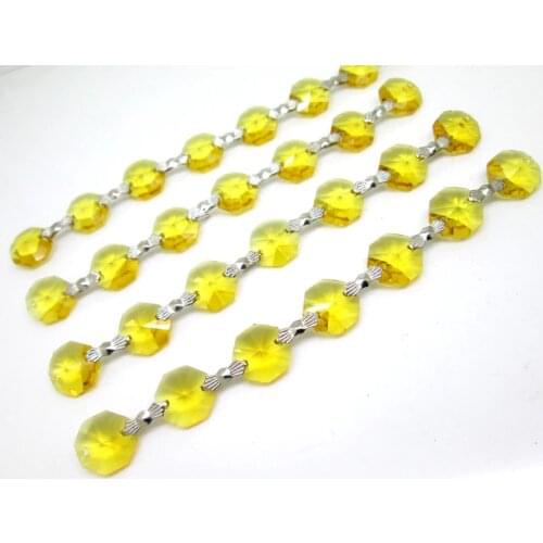 Garland Spectra 3 Feet Yellow Prisms Glass Crystal Octagon Beads 14mm Wedding Chandelier Parts Suncatcher Rainbows M02050-10