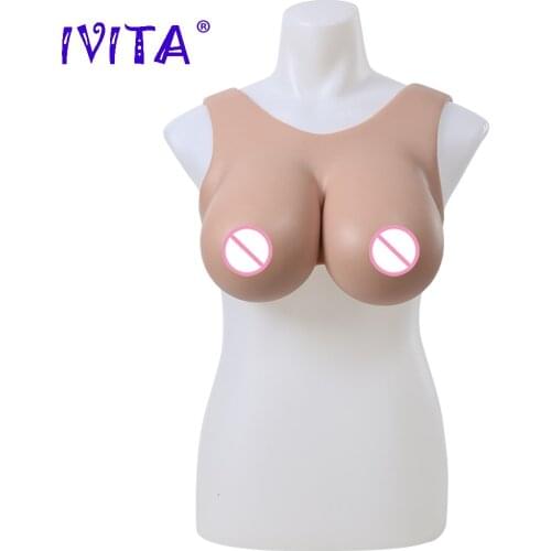 IVITA Realistic Silicone Breast Forms Fake Boobs F Cup for Crossdresser Drag Queen Shemale Transgender Enhancer Cosplay