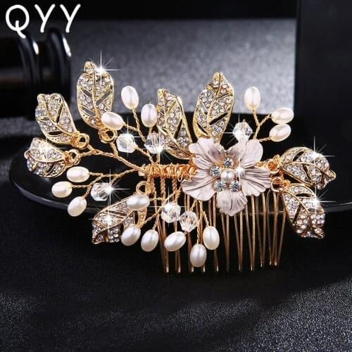 Classic Flower Gold Color Handmade Hair Comb Clips Wedding Hair Ornaments Bridal Headpieces Hairpins Jewelry Accessories