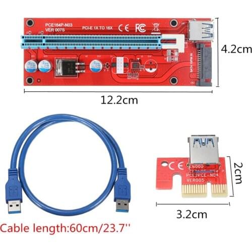 PCI-E 16X to 1X Adapter USB3.0 Riser Cable Flexible Extension Cable with SATA 15pin power input for Mining