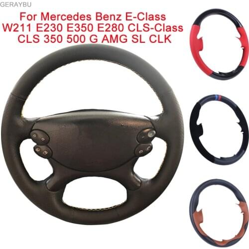 Custom Leather Hand-sewn Car Steering Wheel Cover For Mercedes Benz E-Class W211 E230 E350 E280 CLS-Class CLS 350 500 AMG SL CLK