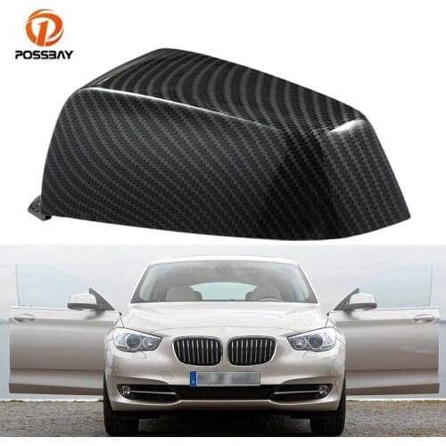 Car Front Left / Right Door Mirror Cover Carbon Pattern Look Rear View Mirror Cap for BMW 5-Series GT F07 2009-2013 Pre-facelift