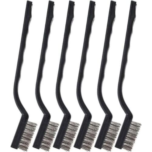 6 Pcs Mini Stainless Steel Wire Brush Set Fit For Cleaning Welding Slag & Rust