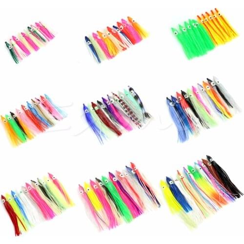 10Pcs/lot 4 5 6 9 10 14 15 16 18cm Fishing Lures Set Octopus Baits Combo Squid Skirt Lure Trolling Bait Fishing Lures