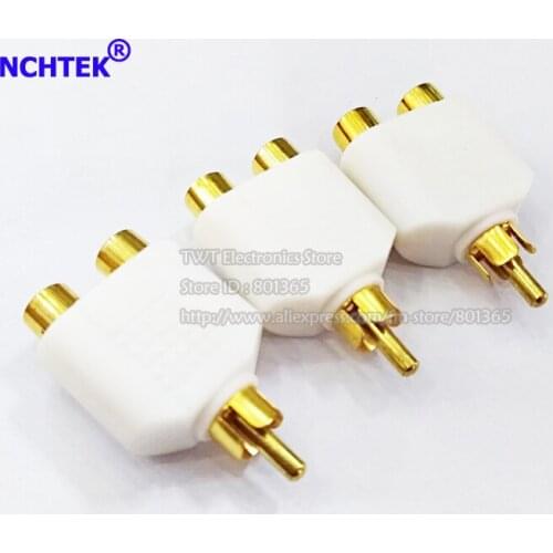 NCHTEK RCA AV Audio Y Splitter Plug Adapter 1 Male to 2 Female, 3 RCA AV Audio Splitter Plug WHITE/Free shipping/20PCS