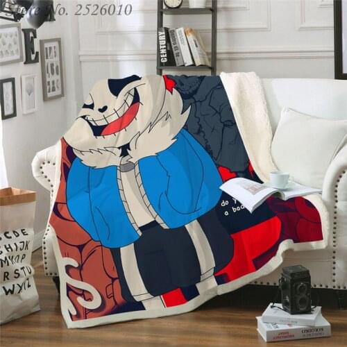 NEW Throw Blanket Anime Undertale 3D Velvet Plush Blanket Bedspread for Kids Girls Sherpa Blanket Couch Quilt Cover Travel 04