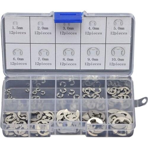 New Hot E-Clip Circlip Stainless Steel Assortment Kit Durable 1.5 2 3 4 5 6 7 8 9 10mm Car Accessories