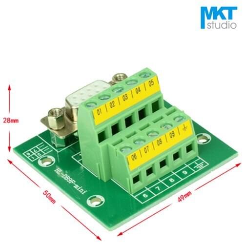 1Pcs Sample Male/Female DB9 D-sub Connector To 10 Pins Screw Terminal Block PCB Board Adapter Module, RS232