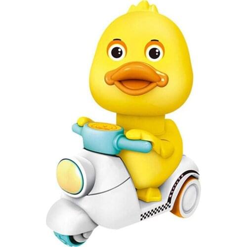 Plastic Pressing Small Yellow Duck Toy Baby Fun Cartoon Inertia Car Expression Doll Car Toy For Children