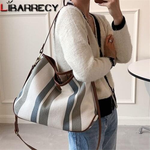 Striped Design Ladies Handbags 2021 Multifunctional New Women Messenger Bag High Quality Canvas Casual Womens Shoulder Bags