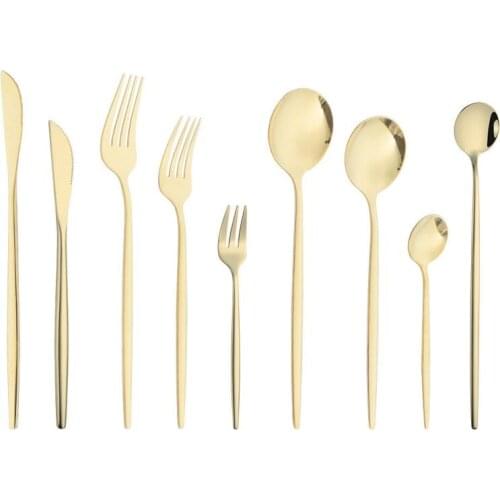 Portugal Tableware Stainless Steel Knife Fork And Spoon Set Western Hotel Steak Knife And Fork Mirror Polishing Dinnerware Set