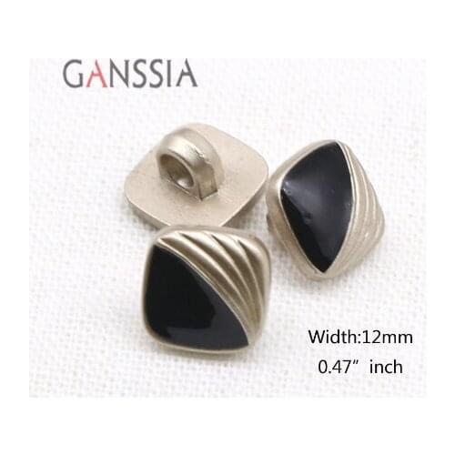 20pcs/lot Size:12mm Vintage Square Shape Resin Buttons Color Plating Button for Garment Accessories(KK-531)