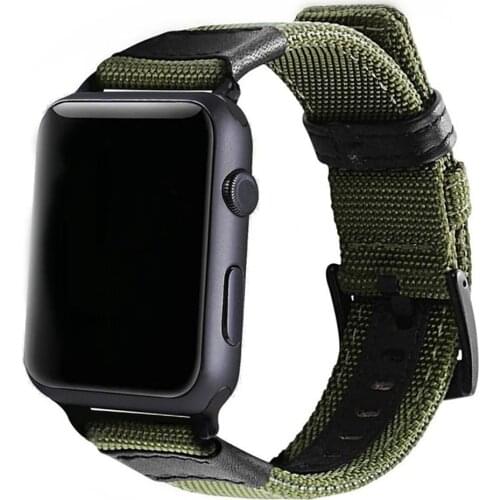Watch Strap for Iwatch Series 6 44mm 40mm for Apple Watch 5 4 3 Band 38mm 42mm Canvas Nylon Strap Leather Wristband Accessories