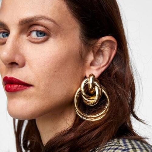 Gold Stud Za Earrings Female 2019 Dangle Korean Earrings for Women Circle Drop Earring Jewelry Oorbellen Pendientes orecchini