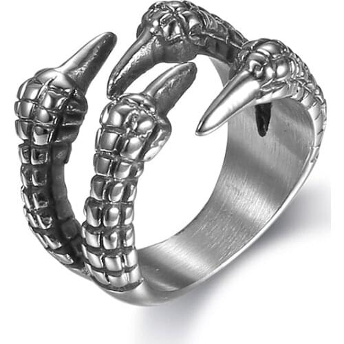 Unique Design Men Dragon Claw Open Size Ring Party Band Fashion Stainless Steel Biker Man Jewelry