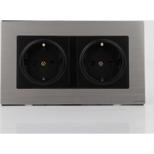 Piece Hi-end EU Double AC Power Receptacle Socket Schuko Power Panel 16A EU Standard Wall Outlet