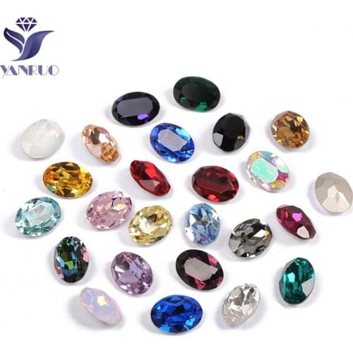 YANRUO 4120 Oval Sew Rhinestones Sewed Glass Fancy Stones For Clothes Sewing Crystals Wedding Dresses Decorative Stones