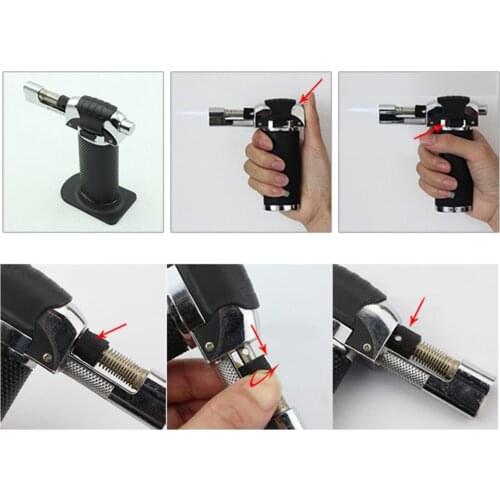 Refillable Butane Torch Welding Straight Windproof Outdoor BBQ Flamethrower Barbecue Welding Lighters for Clay Polishing