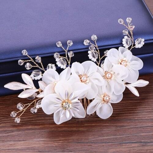 Ladies Flower Wedding Hair Accessories Flower Bride Hair Comb Pearl Elegant Head Piece Wedding Hair Comb For Bride Headdress