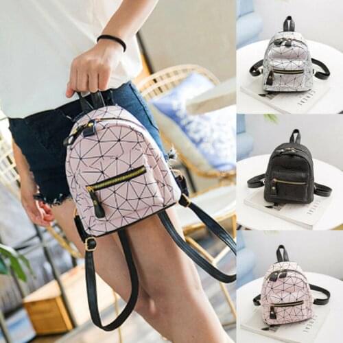 Women Mini plaid Backpack PU Leather Shoulder School Rucksack Ladies Girls Travel Bag fashion plaid backpacks for 2020 women