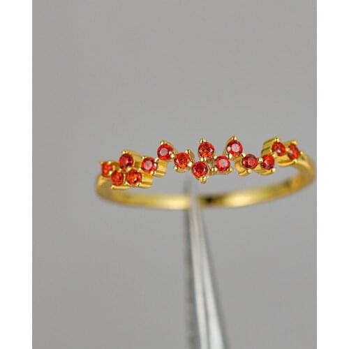 Elegant Female Blue/Red/Black Zircon Ring Charm 925 Silver Gold Black Crystal Ring Fashion Engagement Wedding Rings For Women