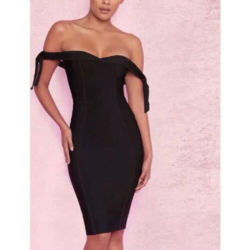Women Summer Dress Elegant Off the Shoulder Sleeveless Party Bandage Dress