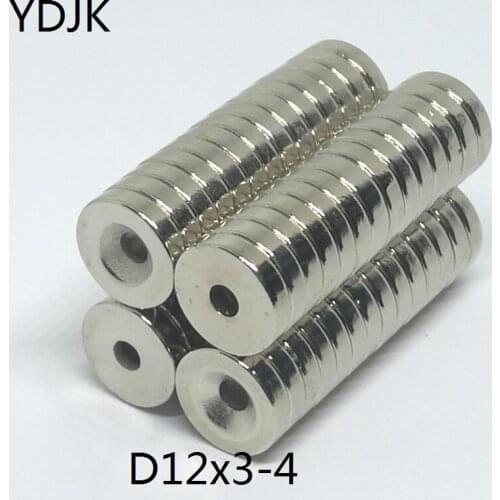 10 20 50 100pcs/lot NdFeB Magnet 12*3 Hole 4 N35 Strong D Countersunk Magnet 12x3 Permanent magnet 12 x 3 for spesker