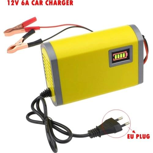 12V 6A Universal Smart Car Battery Charger Power Charge AGM VRLA Gel Lead Acid Motorcycle Charger 12V Pulse Repair LCD Display
