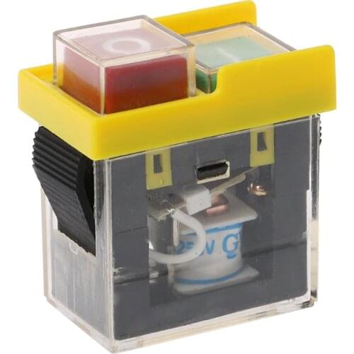 2019 AC 250V 6A Waterproof Pushbutton Machine Saw Cutter Drill On Off Switches Control Box Electromagnetic Switches KJD6 5e4