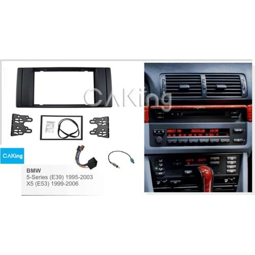 2DIN Fascia Radio Panel Harness Antenna for BMW 5-series (E39) 1995-2003; X5 (E53) 1999-2006 Dash Fitting Kit Facia Face Plate