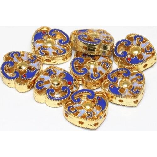 Antique fashion heart shape cloisonne accessories enamel 15*16mm spacers beads women & men jewelry making 5pcs B2400