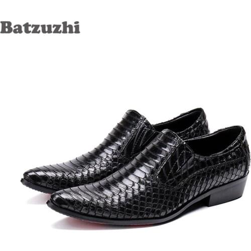 Batzuzhi 2018 Men Shoes Luxury Formal Leather Shoes Men Python Pattern Genuine Leather Business Dress Shoes Men Zapatos Hombre