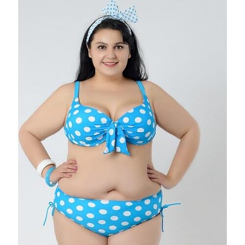 Bikinis Big Size Swimwear Polka Dot Sexy Plus Sizet Bikini Set 2017 New Large Size Swimwear Monokini Swimsuit 2XL-6XL