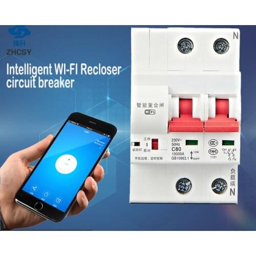 C40 2P Remote Control Timing Switch Delay Set Function Automatic Lock Intelligent Recloser Wifi Circuit Breaker