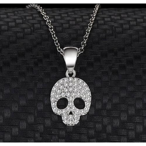 S925 Sterling SilverS Skull Necklace Personality Europe And The United States Fashion Jewelry Ghost Head Pendant