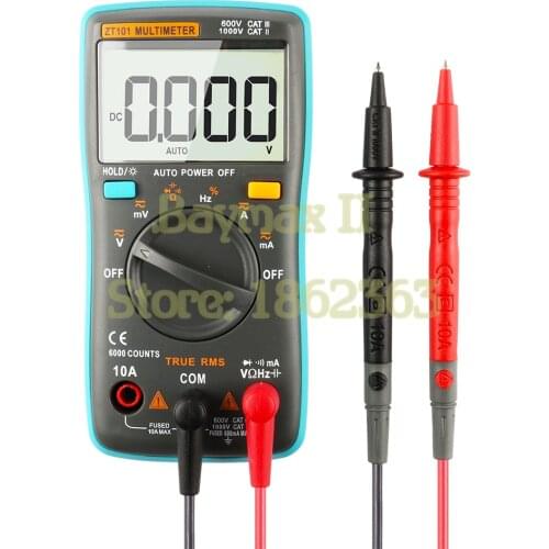 ZOTEK ZT101 Mini Auto-Ranging Digital Multimeter 6000 Counts AC/DC Voltage Current Tester with LED Backlight and Carry Bag