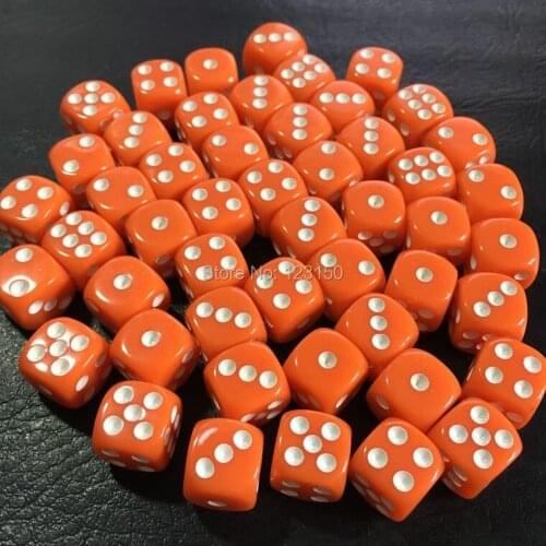 DC-032 Very good quality dices, 100pcs Acrylic General in 12mm, Orange Colors