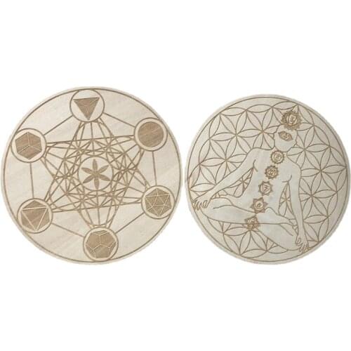Wood Energy Seven Chakras Astrology Decoration Placemat Coaster Healing Meditation Board Ornaments Tableware