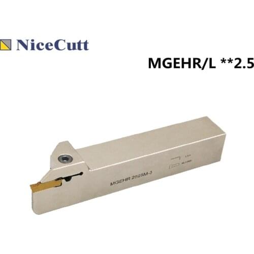 Nicecutt MGEHR/L **2.5 Grooving Lathe Tool Holder Machine Cutter Solid Carbide Tool Holders For MGMN250 Groving Inserts
